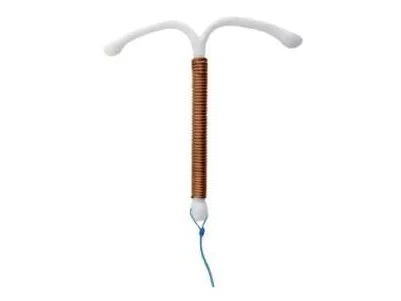 Fitting a Copper IUD for Emergency Contraception 1 Image of a copper contraceptive IUD on a white background